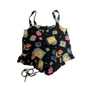 Vintage 90s Anna Bella Floral Corset Tank‎ Top OS Labeled M/L Boho Whimsygoth